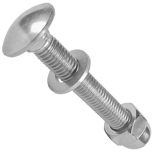 10 Stück Schlossschrauben M10x25 mit Unterlegscheiben und Hutmutter hohe Form Edelstahl A2 WIBTEC® von WIBTEC