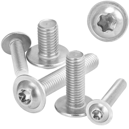 100 Stück Linsenkopfschrauben mit Flansch und Innensechsrund M5x6 Edelstahl A2 ISO 7380-2 Vollgewinde TORX Flachkopfschrauben WIBTEC® von WIBTEC