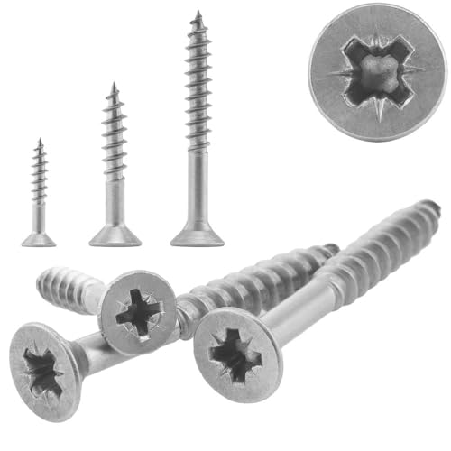 100 Stück Spanplattenschrauben 4x45 Kreuzschlitz (POZI) Edelstahl A2 Teilgewinde Holz Edelstahlschrauben WIBTEC® von WIBTEC