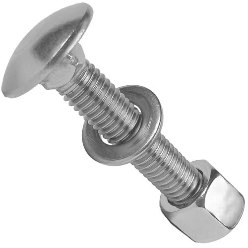 25 Stück Schlossschrauben M10x30 mit Unterlegscheiben und Hutmuttern niedrige Form Edelstahl A2 WIBTEC® von WIBTEC