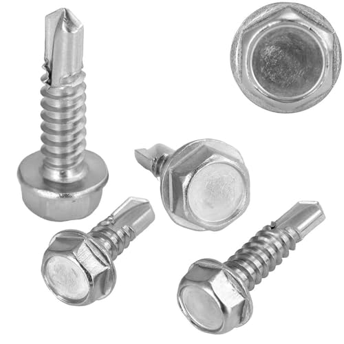 5 Stück Bohrschrauben Sechskantkopf und Bund 6,3x19 mm Edelstahl A2 Selbstschneidende Blechschrauben für Weichmetalle (Form K) DIN 7504 WIBTEC® von WIBTEC
