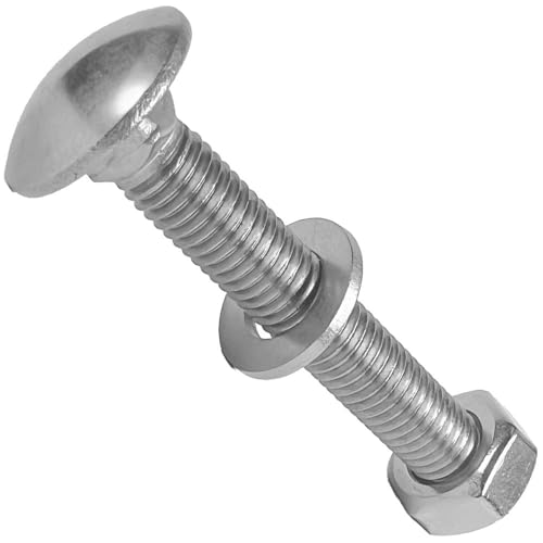 50 Stück Schlossschrauben M5x70 mit Unterlegscheiben und Standard Sechskantmuttern Edelstahl A2 WIBTEC® von WIBTEC