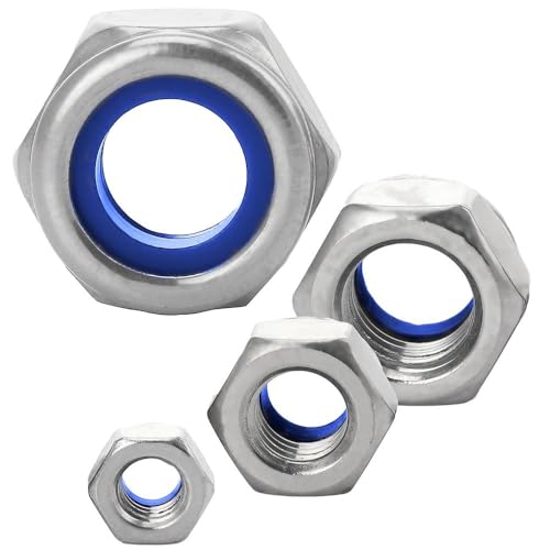 Sicherungsmuttern M8 niedrige Form Edelstahl A2 10 Stück DIN 985 / ISO 10511 Stoppmuttern selbstsichernde Sechskantmuttern WIBTEC® von WIBTEC