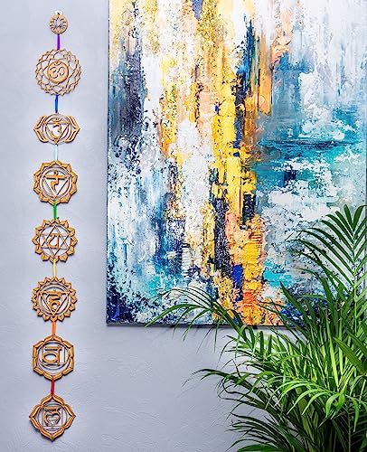 WICCSTAR Chakra Schild, Wandbehang, Heimdekoration für Meditation. Yoga Wandkunst. Spirituelle Mandala Ornamente für Schlafzimmer, Wohnzimmer und Studio von WICCSTAR