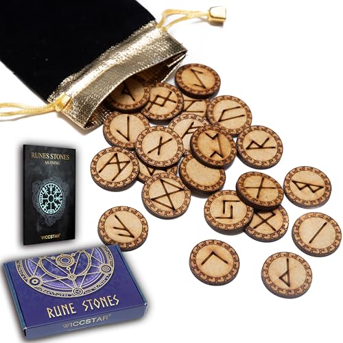 WICCSTAR Runen Steine Set Graviert 25 Stück mit 5 verschiedenen Layouts & Runen Bedeutung Booklet WICCSTAR Runen Steine Set Graviert 25 Stück mit 5 verschiedenen Layouts & Runen Bedeutung Booklet von WICCSTAR