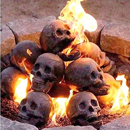 WICKYPRINCE Imitated Human Skull Ceramic, Halloween Reusable Fireproof Skull Fire Pit, Durable Reusable Fire Pit Skulls for Party, BBQ, Bonfire, Fireplaces (2pcs) von WICKYPRINCE