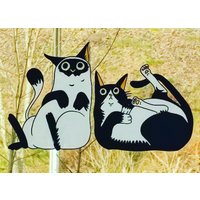 Wicoart Aufkleber Fenster Malerei Glas Viel 2 Winkel Chats Blanc Et Noir von WICOART