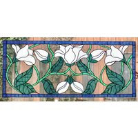 Wicoart Selbstklebend Fensterbild Glasmalerei Jugendstil Magnolie 40 X 20 cm 16X7Inches von WICOART