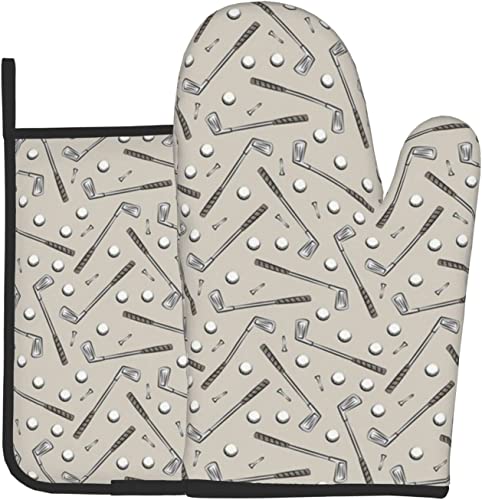 Ofenhandschuhe und Topflappen von Golf Patterns, Kochhandschuhe, hitzebeständige Backhandschuhe von WICRON