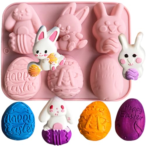 WIDEBG Silikonform Ostern Backform Osterhase Silikon Kuchenform Ostereier Schokoladenformen Ostern Form Mould Hase Silikonformen DIY Osterdeko von WIDEBG