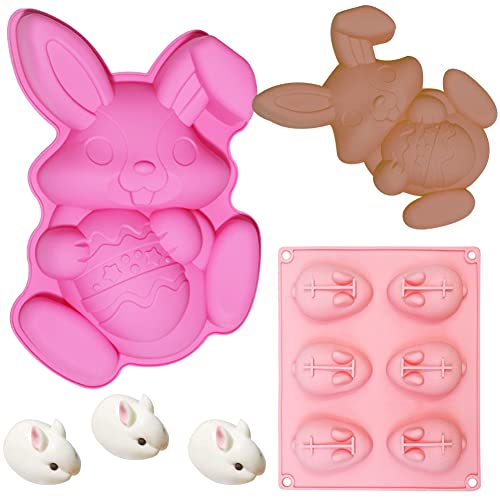 WIDEBG Silikonformen Ostern Backform Hase Kuchenform Silikon Schokoladenformen Ostern Hase Kuchenbackform Mousse Soap Eiswürfelform Ostern Form Motivbackformen 2 Stück von WIDEBG