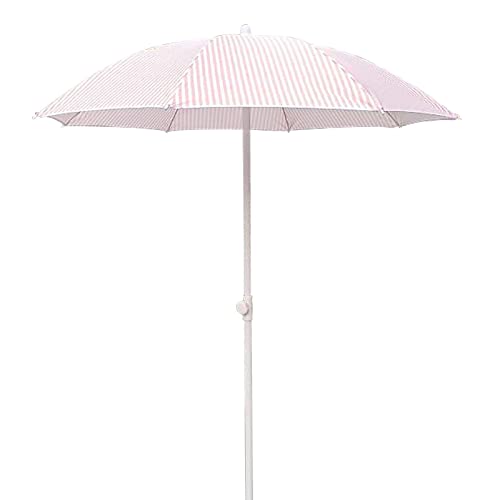 WIEBED 1.4m Outdoor Sonnenschirm, Rosa Und Weiß Gestreift Schirm, Vintage Sonnenschirm, Ohne Gestell, Für Garten, Strand, Balkon von WIEBED