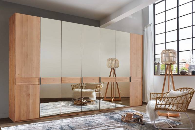 WIEMANN Drehtürenschrank Cardiff, Massivholztüren in Kombination mit Glas- oder Spiegeltüren (4 Breiten, 2 Höhen 216/236cm auswählbar) hochwertiges Design in langlebiger Qualität, viel Stauraum von WIEMANN