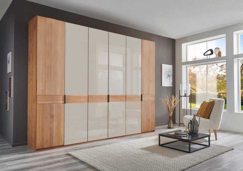WIEMANN Drehtürenschrank Cardiff, Massivholztüren in Kombination mit Glas- oder Spiegeltüren (4 Breiten, 2 Höhen 216/236cm auswählbar) hochwertiges Design in langlebiger Qualität, viel Stauraum von WIEMANN