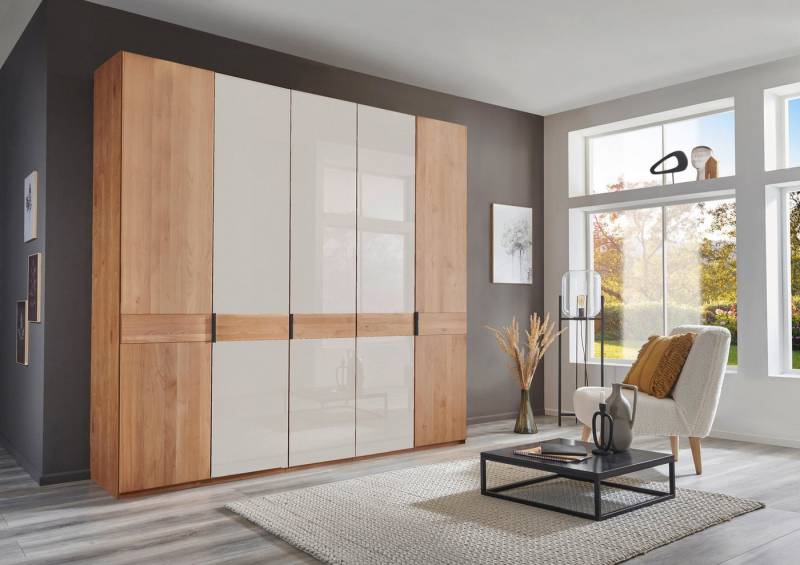 WIEMANN Drehtürenschrank Cardiff, Massivholztüren in Kombination mit Glas- oder Spiegeltüren (4 Breiten, 2 Höhen 216/236cm auswählbar) hochwertiges Design in langlebiger Qualität, viel Stauraum von WIEMANN