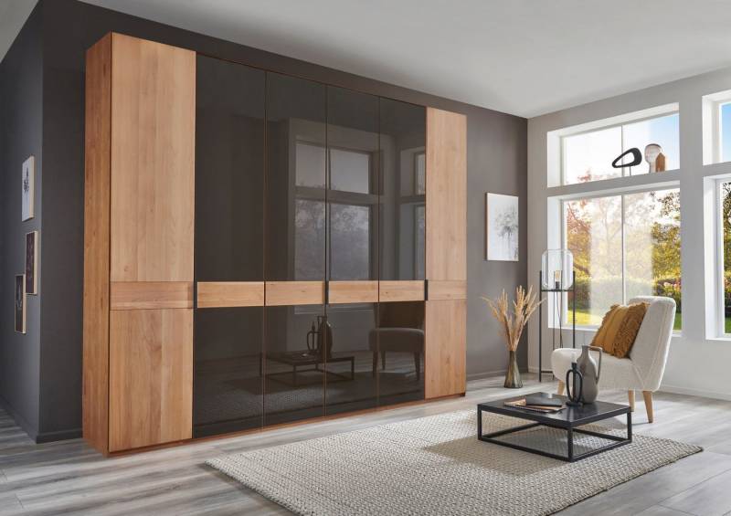 WIEMANN Drehtürenschrank Cardiff, Massivholztüren in Kombination mit Glas- oder Spiegeltüren (4 Breiten, 2 Höhen 216/236cm auswählbar) hochwertiges Design in langlebiger Qualität, viel Stauraum von WIEMANN