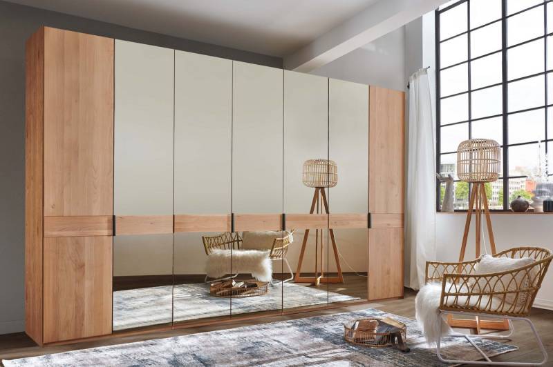 WIEMANN Drehtürenschrank Cardiff, Massivholztüren in Kombination mit Glas- oder Spiegeltüren (4 Breiten, 2 Höhen 216/236cm auswählbar) hochwertiges Design in langlebiger Qualität, viel Stauraum von WIEMANN