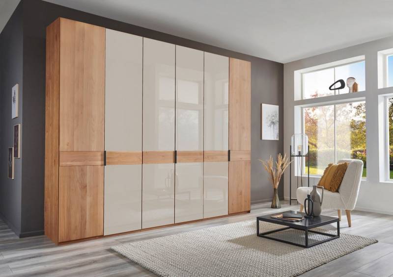 WIEMANN Drehtürenschrank Cardiff, Massivholztüren in Kombination mit Glas- oder Spiegeltüren (4 Breiten, 2 Höhen 216/236cm auswählbar) hochwertiges Design in langlebiger Qualität, viel Stauraum von WIEMANN