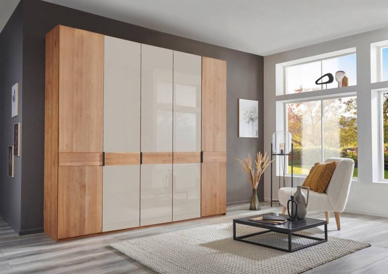 WIEMANN Drehtürenschrank Cardiff, Massivholztüren in Kombination mit Glas- oder Spiegeltüren (4 Breiten, 2 Höhen 216/236cm auswählbar) hochwertiges Design in langlebiger Qualität, viel Stauraum von WIEMANN
