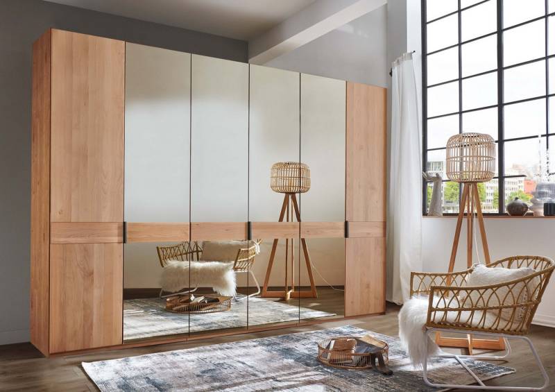 WIEMANN Drehtürenschrank Cardiff, Massivholztüren in Kombination mit Glas- oder Spiegeltüren (4 Breiten, 2 Höhen 216/236cm auswählbar) hochwertiges Design in langlebiger Qualität, viel Stauraum von WIEMANN