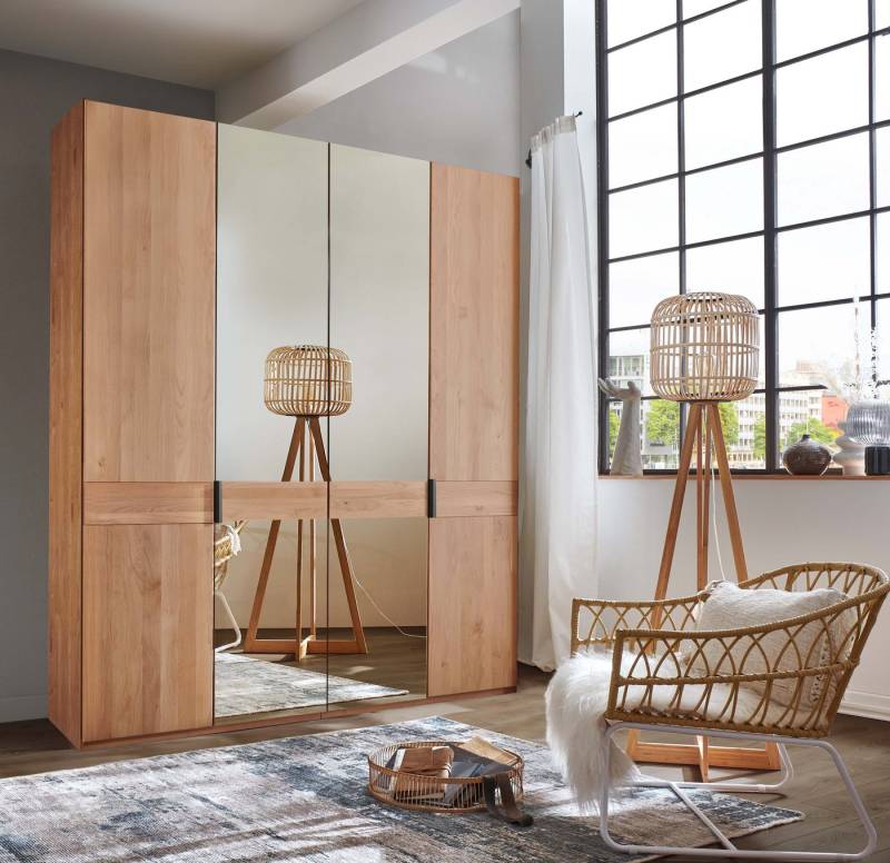 WIEMANN Drehtürenschrank Cardiff, Massivholztüren in Kombination mit Glas- oder Spiegeltüren (4 Breiten, 2 Höhen 216/236cm auswählbar) hochwertiges Design in langlebiger Qualität, viel Stauraum von WIEMANN