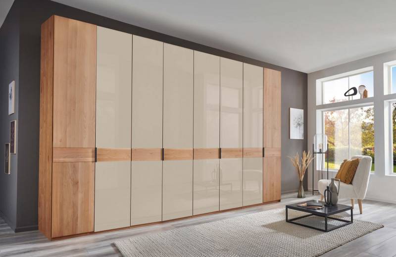WIEMANN Drehtürenschrank Cardiff, Massivholztüren in Kombination mit Glas- oder Spiegeltüren (4 Breiten, 2 Höhen 216/236cm auswählbar) hochwertiges Design in langlebiger Qualität, viel Stauraum von WIEMANN