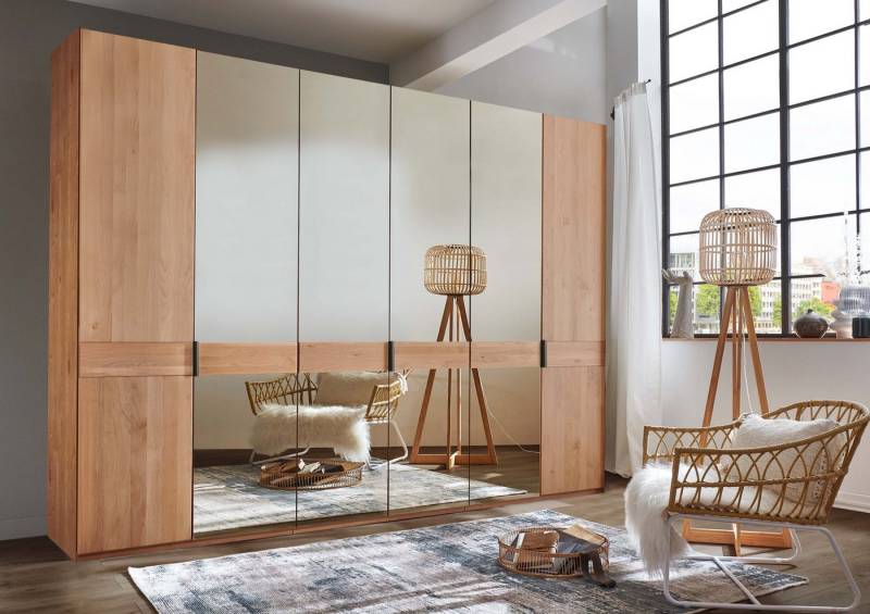 WIEMANN Drehtürenschrank Cardiff, Massivholztüren in Kombination mit Glas- oder Spiegeltüren (4 Breiten, 2 Höhen 216/236cm auswählbar) hochwertiges Design in langlebiger Qualität, viel Stauraum von WIEMANN