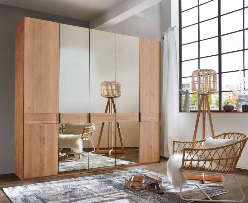 WIEMANN Drehtürenschrank Cardiff, Massivholztüren in Kombination mit Glas- oder Spiegeltüren (4 Breiten, 2 Höhen 216/236cm auswählbar) hochwertiges Design in langlebiger Qualität, viel Stauraum von WIEMANN