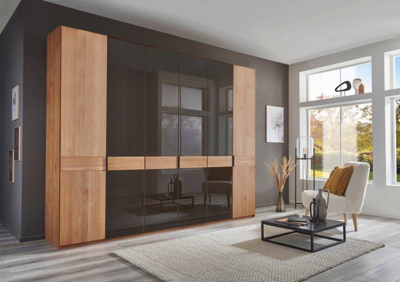 WIEMANN Drehtürenschrank Cardiff, Massivholztüren in Kombination mit Glas- oder Spiegeltüren (4 Breiten, 2 Höhen 216/236cm auswählbar) hochwertiges Design in langlebiger Qualität, viel Stauraum von WIEMANN