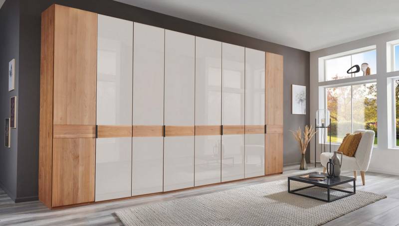 WIEMANN Drehtürenschrank Cardiff, Massivholztüren in Kombination mit Glas- oder Spiegeltüren (4 Breiten, 2 Höhen 216/236cm auswählbar) hochwertiges Design in langlebiger Qualität, viel Stauraum von WIEMANN