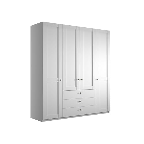 WIEMANN Drehtürenschrank mit 3 Schubkästen, Landhausstil Kleiderschrank 200cm breit, Weiß, Höhe 216cm, Marlow von WIEMANN