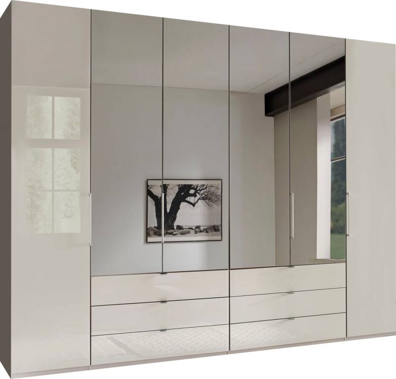WIEMANN Falttürenschrank Kansas, Kleiderschrank, Schrank, Wäscheschrank, mit Glas und Spiegel (2 Breiten, MADE IN GERMANY) inkl. gepämpften Schubkästen und Türen, mit Panoramaöffnung von WIEMANN