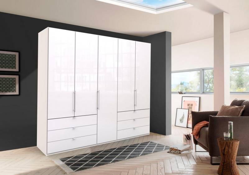 WIEMANN Falttürenschrank Loft, Kleiderschrank, Schrank, Wäscheschrank, mit Glasfront (3 Breiten, 2 Höhen 216/236 cm auswählbar, MADE IN GERMANY) inkl. gepämpften Schubkästen und Türen, mit Panoramaöffnung von WIEMANN