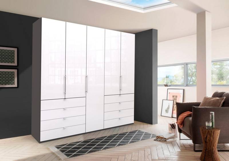 WIEMANN Falttürenschrank Loft, hochwertige Glasfront, Metallgriffe, viel Stauraum (3 Breiten: 200cm/250cm/300cm, Höhe: 236cm) Qualität trifft edles Design, 8 Schubkästen, 6 Türen von WIEMANN