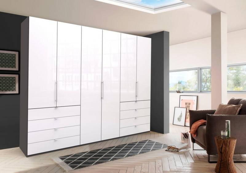 WIEMANN Falttürenschrank Loft, hochwertige Glasfront, Metallgriffe, viel Stauraum (3 Breiten: 200cm/250cm/300cm, Höhe: 236cm) Qualität trifft edles Design, 8 Schubkästen, 6 Türen von WIEMANN