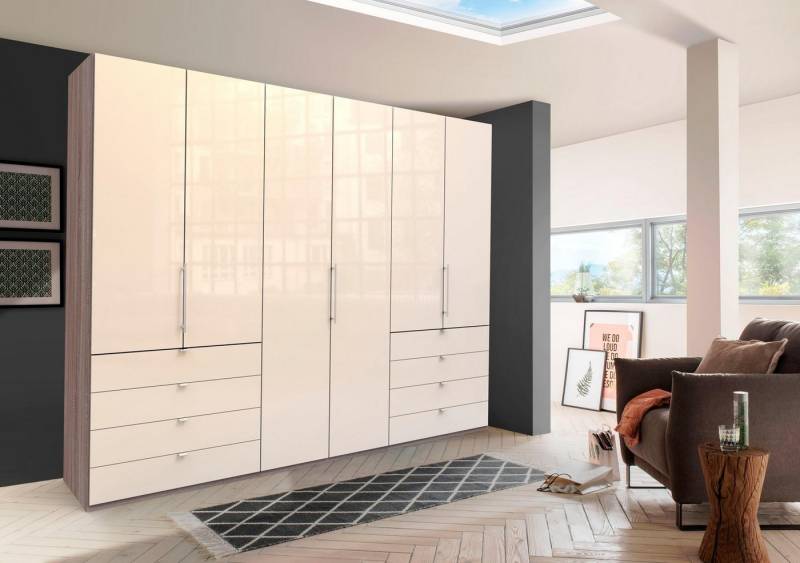 WIEMANN Falttürenschrank Loft, hochwertige Glasfront, Metallgriffe, viel Stauraum (3 Breiten: 200cm/250cm/300cm, Höhe: 236cm) Qualität trifft edles Design, 8 Schubkästen, 6 Türen von WIEMANN