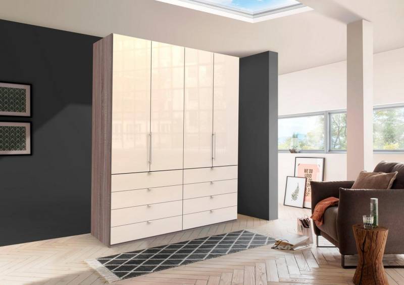 WIEMANN Falttürenschrank Loft, Kleiderschrank, Schrank, Wäscheschrank, mit Glasfront (3 Breiten, 2 Höhen 216/236 cm auswählbar, MADE IN GERMANY) inkl. gepämpften Schubkästen und Türen, mit Panoramaöffnung von WIEMANN