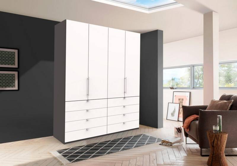 WIEMANN Falttürenschrank Loft, hochwertige Glasfront, Metallgriffe, viel Stauraum (3 Breiten: 200cm/250cm/300cm, Höhe: 236cm) Qualität trifft edles Design, 8 Schubkästen, 6 Türen von WIEMANN