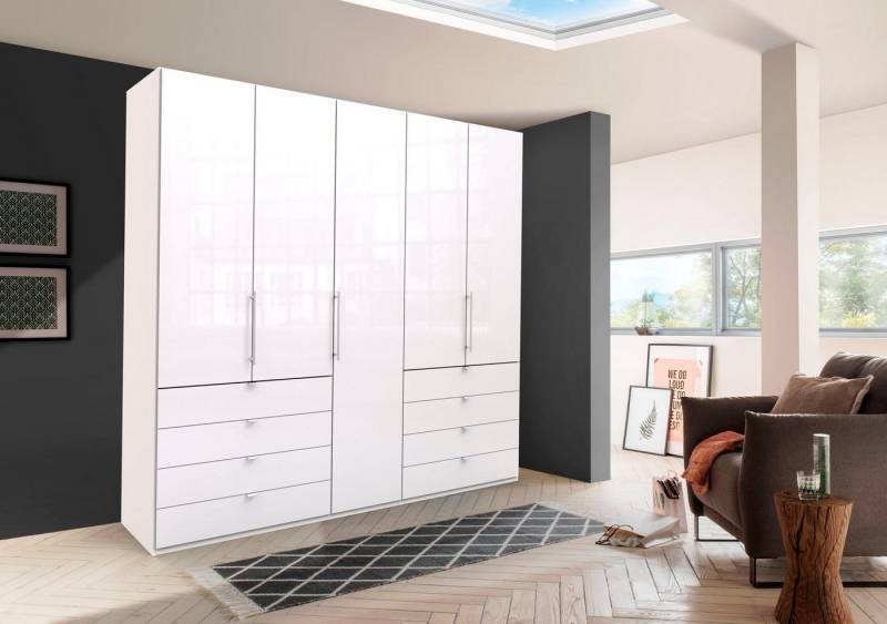WIEMANN Falttürenschrank Loft, hochwertige Glasfront, Metallgriffe, viel Stauraum (3 Breiten: 200cm/250cm/300cm, Höhe: 236cm) Qualität trifft edles Design, 8 Schubkästen, 6 Türen von WIEMANN