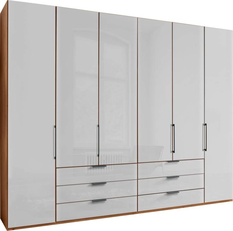 WIEMANN Falttürenschrank Monaco, Kleiderschrank, Schrank, Wäscheschrank, mit edler Glasfront (2 Breiten, 2 Höhen 216/236 cm auswählbar, MADE IN GERMANY) inkl. gepämpften Schubkästen und Türen, mit Panoramaöffnung von WIEMANN