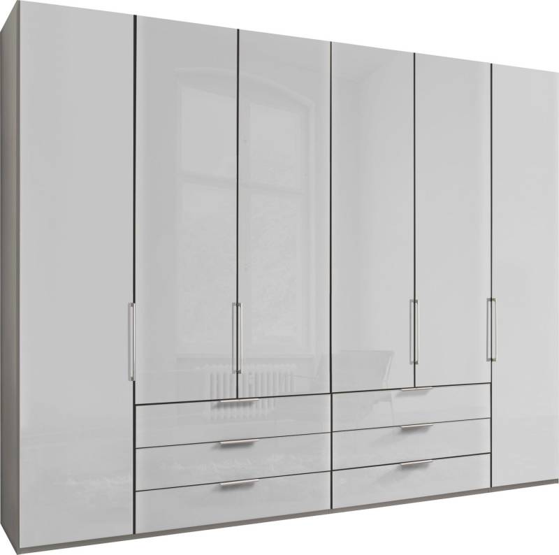 WIEMANN Falttürenschrank Monaco, Kleiderschrank, Schrank, Wäscheschrank, mit edler Glasfront (2 Breiten, 2 Höhen 216/236 cm auswählbar, MADE IN GERMANY) inkl. gepämpften Schubkästen und Türen, mit Panoramaöffnung von WIEMANN