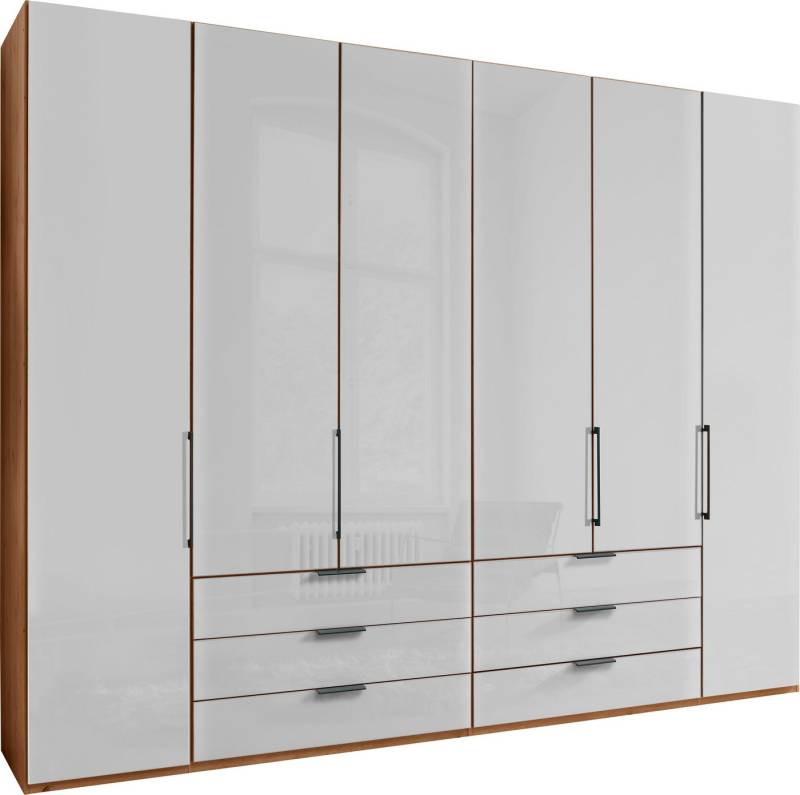 WIEMANN Falttürenschrank Monaco, Kleiderschrank, Schrank, Wäscheschrank, mit edler Glasfront (2 Breiten, 2 Höhen 216/236 cm auswählbar, MADE IN GERMANY) inkl. gepämpften Schubkästen und Türen, mit Panoramaöffnung von WIEMANN