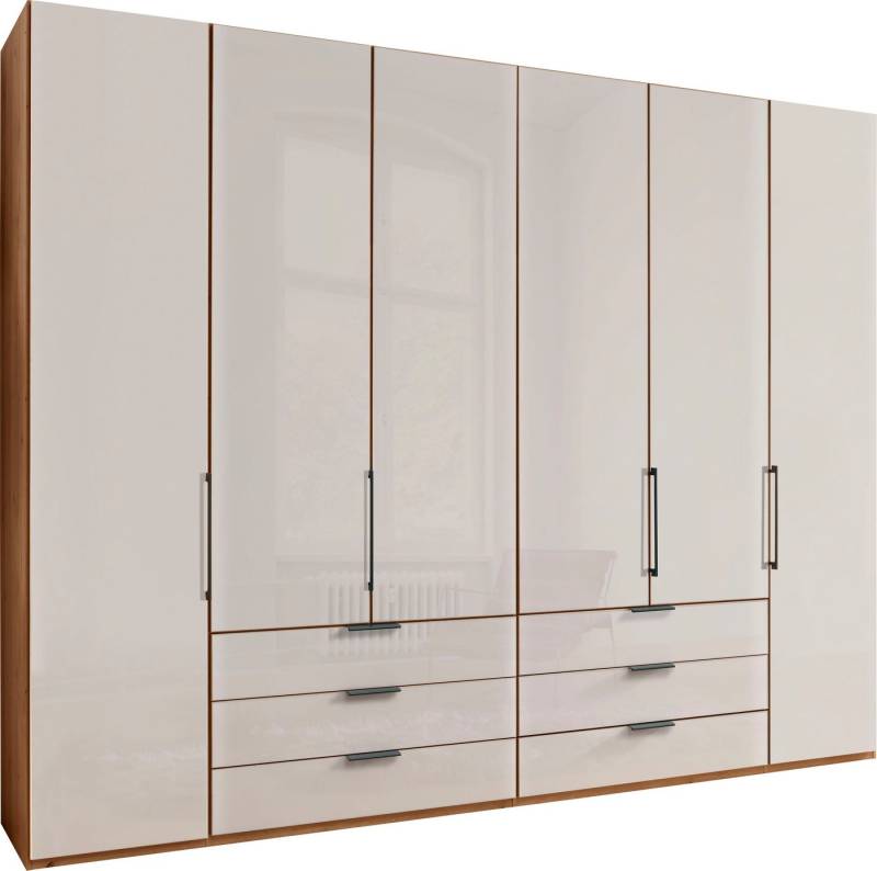 WIEMANN Falttürenschrank Monaco, Kleiderschrank, Schrank, Wäscheschrank, mit edler Glasfront (2 Breiten, 2 Höhen 216/236 cm auswählbar, MADE IN GERMANY) inkl. gepämpften Schubkästen und Türen, mit Panoramaöffnung von WIEMANN