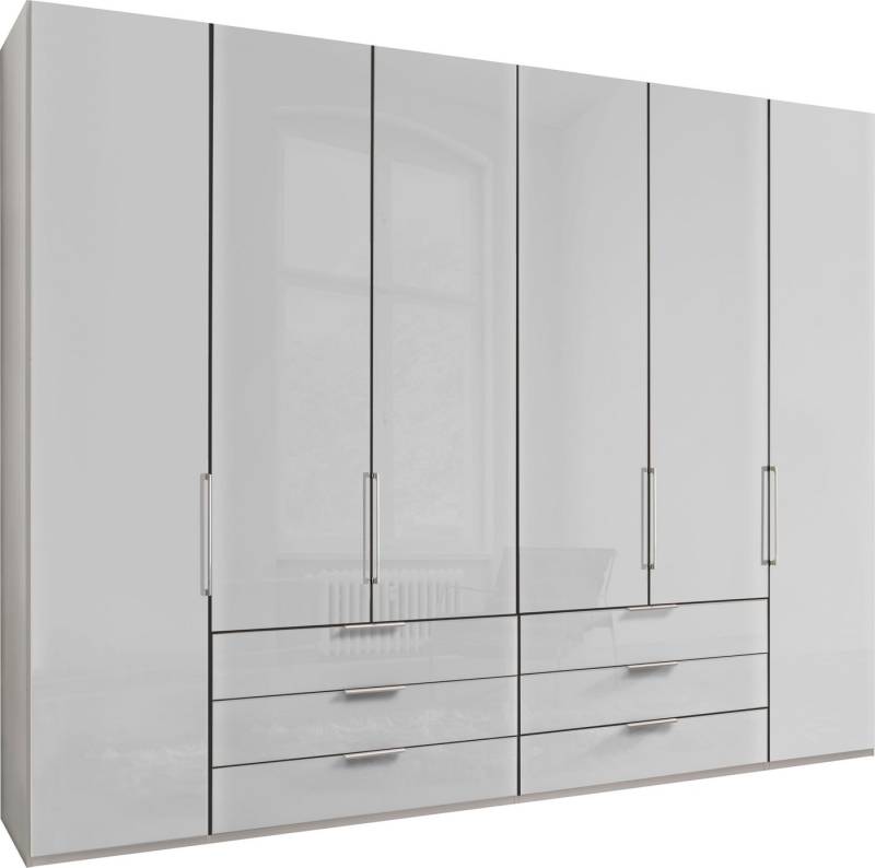 WIEMANN Falttürenschrank Monaco, Kleiderschrank, Schrank, Wäscheschrank, mit edler Glasfront (2 Breiten, 2 Höhen 216/236 cm auswählbar, MADE IN GERMANY) inkl. gepämpften Schubkästen und Türen, mit Panoramaöffnung von WIEMANN