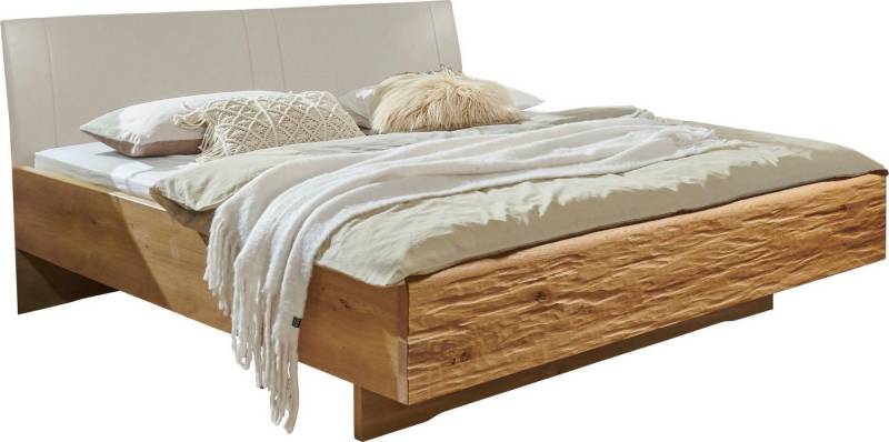 WIEMANN Futonbett Cordoba, Absetzungen in Riffholz Polsterkopfteil in Kunstleder Champagner von WIEMANN