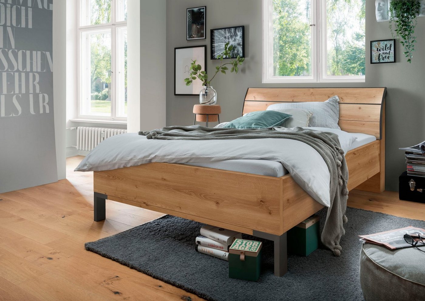 WIEMANN Futonbett Monaco, 4-fache Liegehöhenverstellung, mit stilvollem Holzkopfteil, Made in Germany von WIEMANN