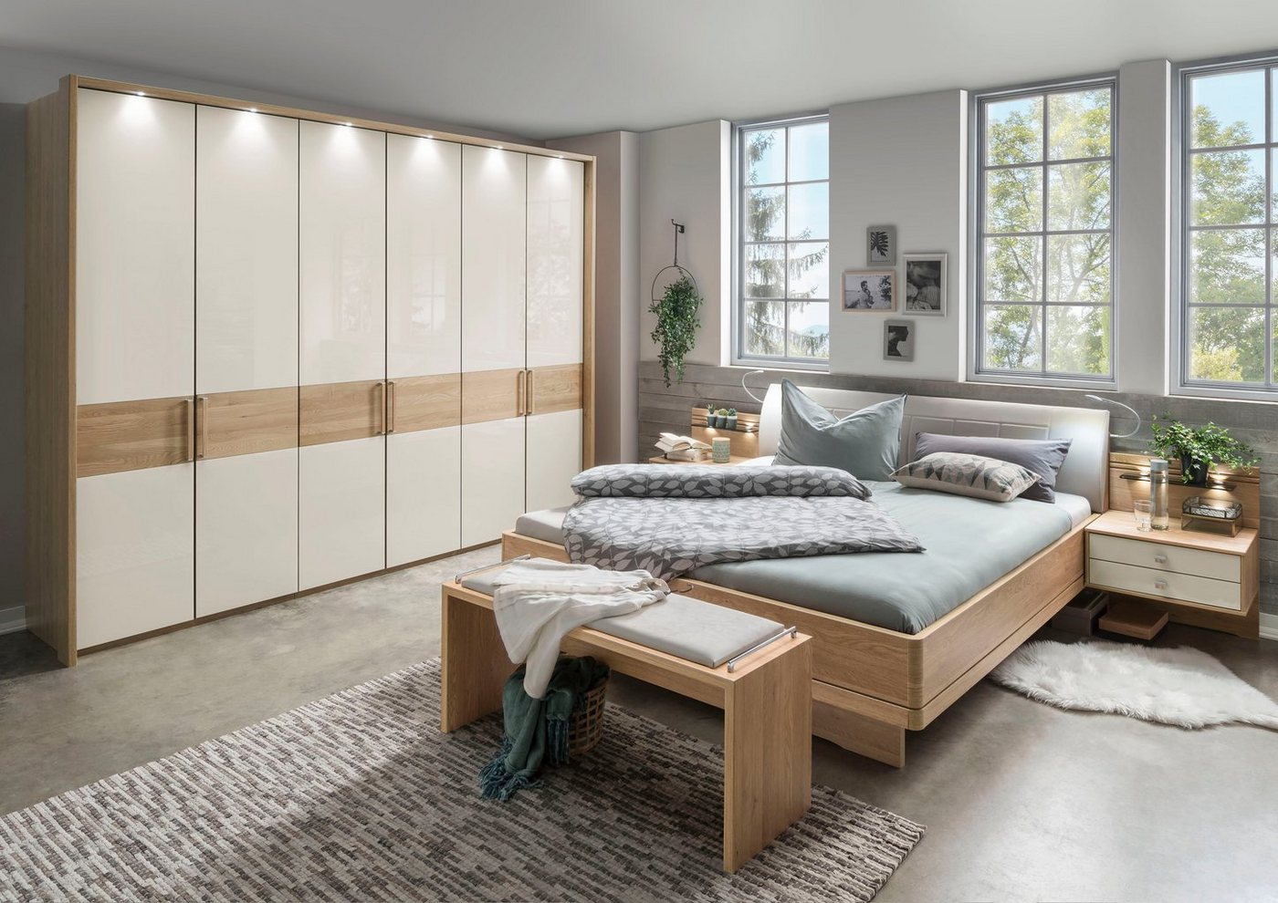 WIEMANN Bett Kiruna, Bettgestell, Bettrahmen, Eiche Nachbildung, Polsterkopfteil (4-fache Liegehöhenverstellung, MADE IN GERMANY), Polsterkopfteil aus Kunstleder, verschiedene Größen, in Komforthöhe WIEMANN Bett Kiruna, Bettgestell, Bettrahmen, Eiche Nachbildung, Polsterkopfteil (4-fache Liegehöhenverstellung, MADE IN GERMANY), Polsterkopfteil aus Kunstleder, verschiedene Größen, in Komforthöhe von WIEMANN