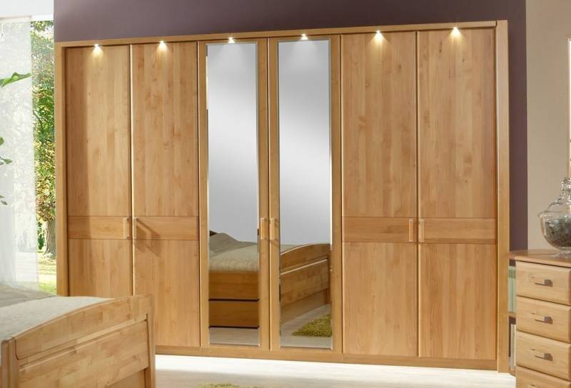 WIEMANN Kleiderschrank Lausanne, Drehtürenschrank, Schrank, Wäscheschrank, Erle teilmassiv (2 Breiten, 2 Höhen 216/236 cm auswählbar, MADE IN GERMANY) Front aus Massivholz in Erle, langlebige Qualität, inkl. Türendämpfung von WIEMANN