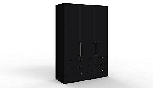 WIEMANN Loft Kleiderschrank, Schlafzimmerschrank, Gleittürenschrank, Drehtürenschrank, mit Schubladen, schwarz, B/H/T 150 x 216 x 58 cm von WIEMANN