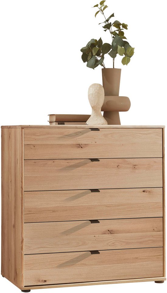 WIEMANN Schubkastenkommode Cardiff Sideboard, Wäscheschrank, teilmassiv Bianco-Eiche, Schubladen (Glas- oder Massivholzfront, verschiedene Breiten, MADE IN GERMANY), Schubkästen inklusive Selbsteinzug und Dämpfung von WIEMANN